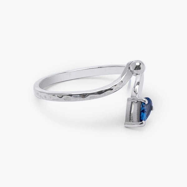 925 Silver Blue Pear Ring
