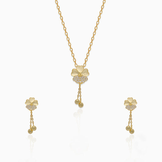Golden Clover Dangle Set with Link Chain