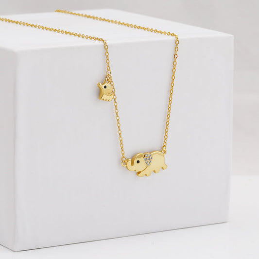 18k Gold Plating  Elephant Charm Necklace
