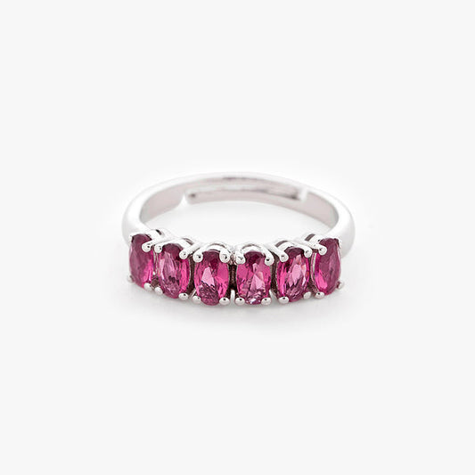 925 Silver Pink Oval Ring