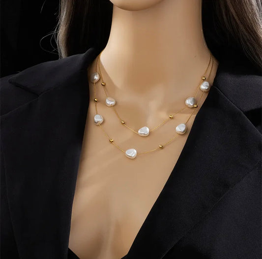 Unique Style Pearl Necklace 18k Gold Plating