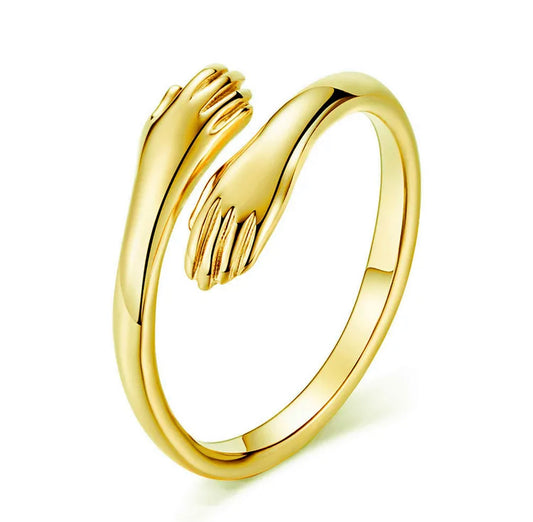 Hug Hands Ring 18k Gold Plated