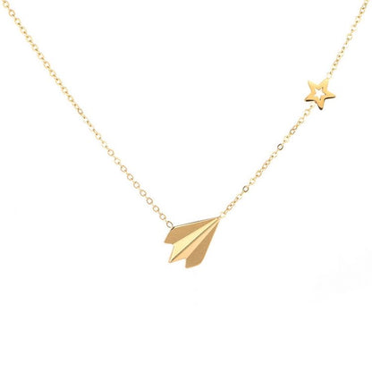 Simple Style Star Airplane Necklace 18K Gold Plated