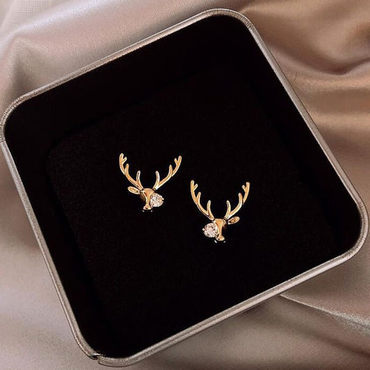 Deer Face Earrings 18k Gold Plated