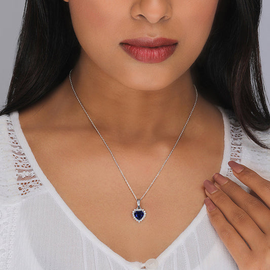 KAALI Blue Heart Pendant With Chain