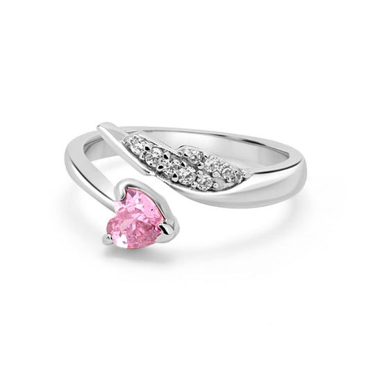 Pink And White Zircon Silver Ring