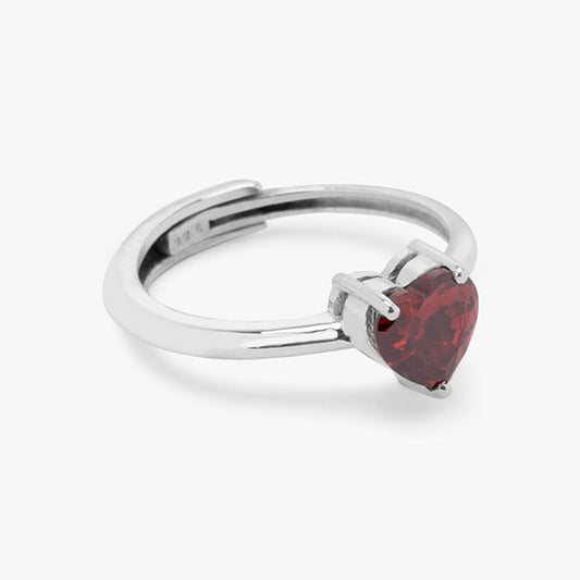 KAALI 925 Silver Red Heart Ring