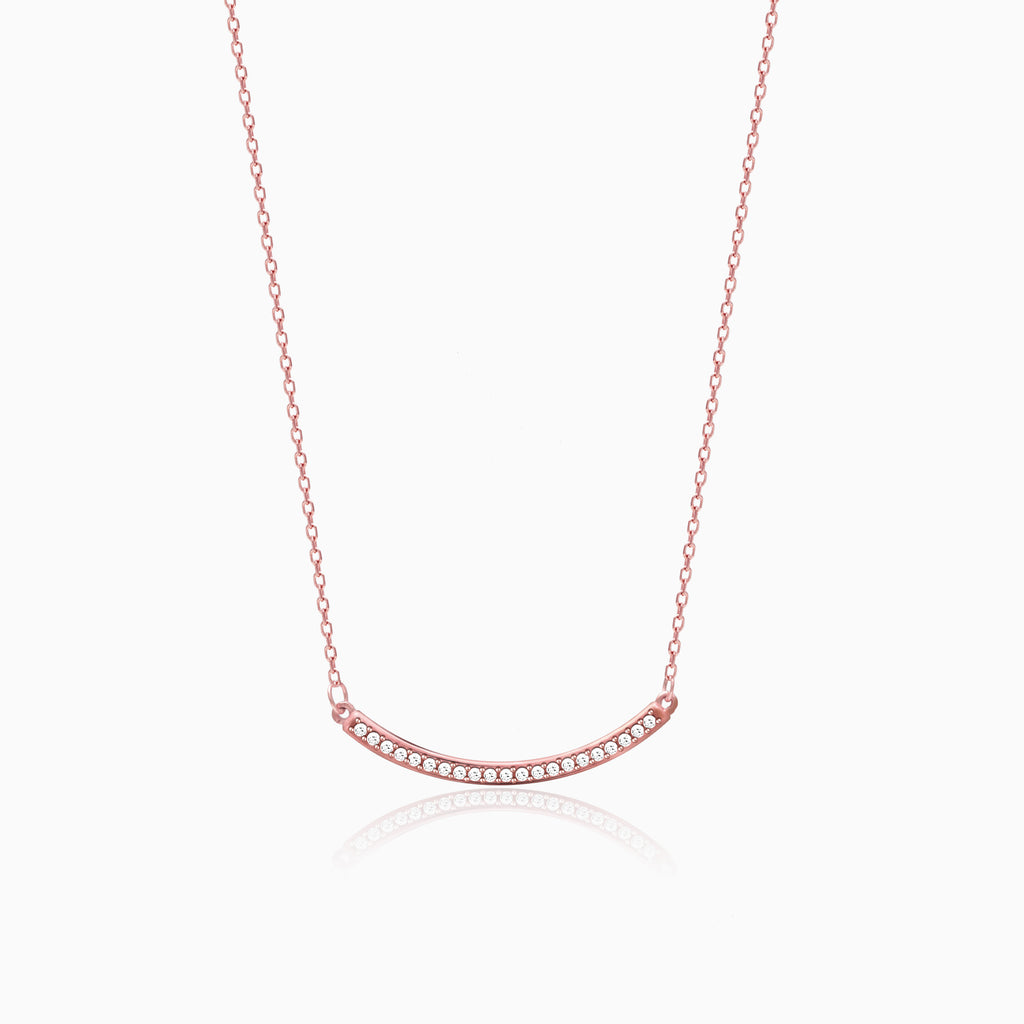 18k Rose Gold Zircon Arc Necklace