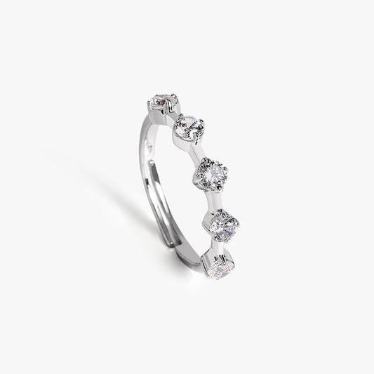 925 Silver White Zircon Studded Ring